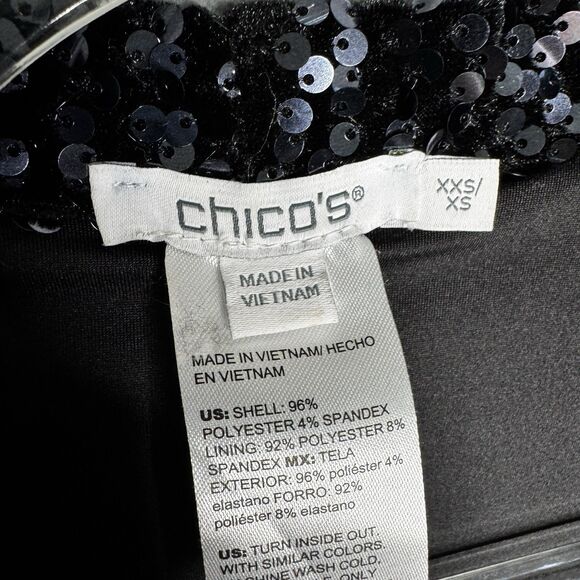 Chico’s Kimono Jacket Size 0 XXS/XS Velvet SequinOpen Holiday Formal Cardigan - Picture 3 of 6